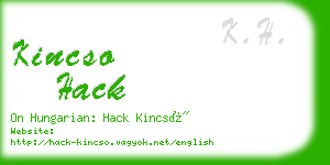 kincso hack business card